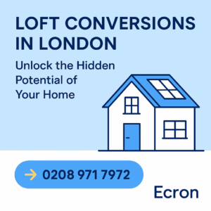 Modern illustration of a home with skylights promoting loft conversion in London by Ecron